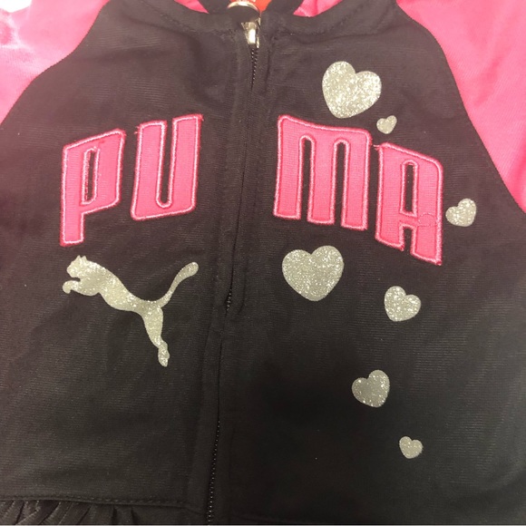 Puma Track Suit Girls 3-6 Month Logo Emblem Full Zip Jacket Pull On Pants - Picture 5 of 8